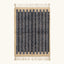 Full view of the Asif blue Beni Ourain rug with contemporary stripes and hand-tied fringe.