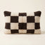 Black & Ivory Moroccan wool lumbar pillow, Checkerboard design, 14 x 24 in