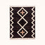Charcoal, ivory and terracotta Beni Ourain rug with diamond lattice and cross motifs, full flat view