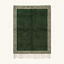 Full view of the Tafukt forest green and ivory Beni Ourain rug with a double border design.