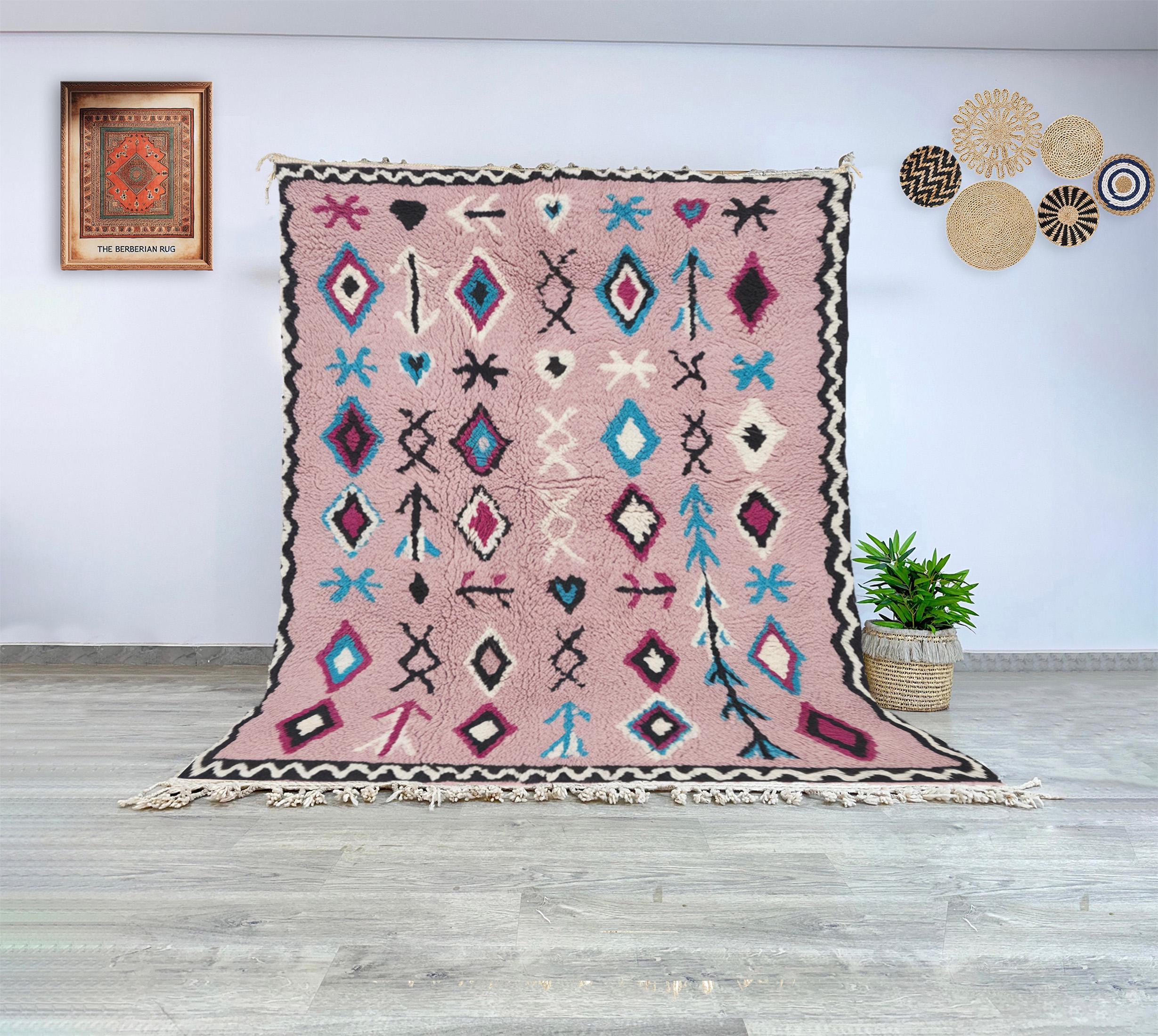 Tapis Berbère Vintage Marocain - 4x8 Ft - Laine Tissée Main - Motifs Artistiques - Multicolore