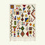 Ivory Azilal rug Azwaw with multicolor symbol pattern, full rug view