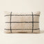 Ivory & Black Moroccan wool lumbar pillow, Hairline Grid design, 14 x 24 in