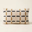 Ivory, Black & Mustard Moroccan wool lumbar pillow, Dash Grid design, 14 x 24 in
