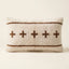 Ivory & Brown Moroccan wool lumbar pillow, Berber Crosses design, 14 x 24 in
