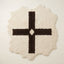 Ivory and dark brown Beni Ourain rug with bold cross diamond motif and scalloped irregular edges, Illi