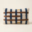 Ivory, Navy & Brown Moroccan wool lumbar pillow, Column Weave design, 14 x 24 in