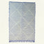 Blue Zanafi Kilim rug Kelaat with linear cross pattern, full rug view