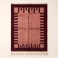 Rose & Wine Mrirt Rug with Crenellated Border design in flat lay, showing geometric stepped pattern framing plain centre field
