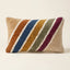 Sand & Multicolor Moroccan wool lumbar pillow, Leaning Stripes design, 14 x 24 in