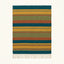 Teal Zanafi Kilim rug Skoura with bold ochre and olive bands, full rug view
