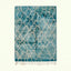 Teal and ivory Mrirt rug Afer with organic lattice pattern, full rug view