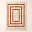 Terracotta and ivory Beni Ourain rug with four nested rectangular frames, full flat view