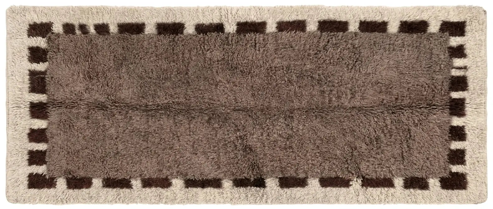 Handmade Moroccan wool rug with decorative bordered pattern