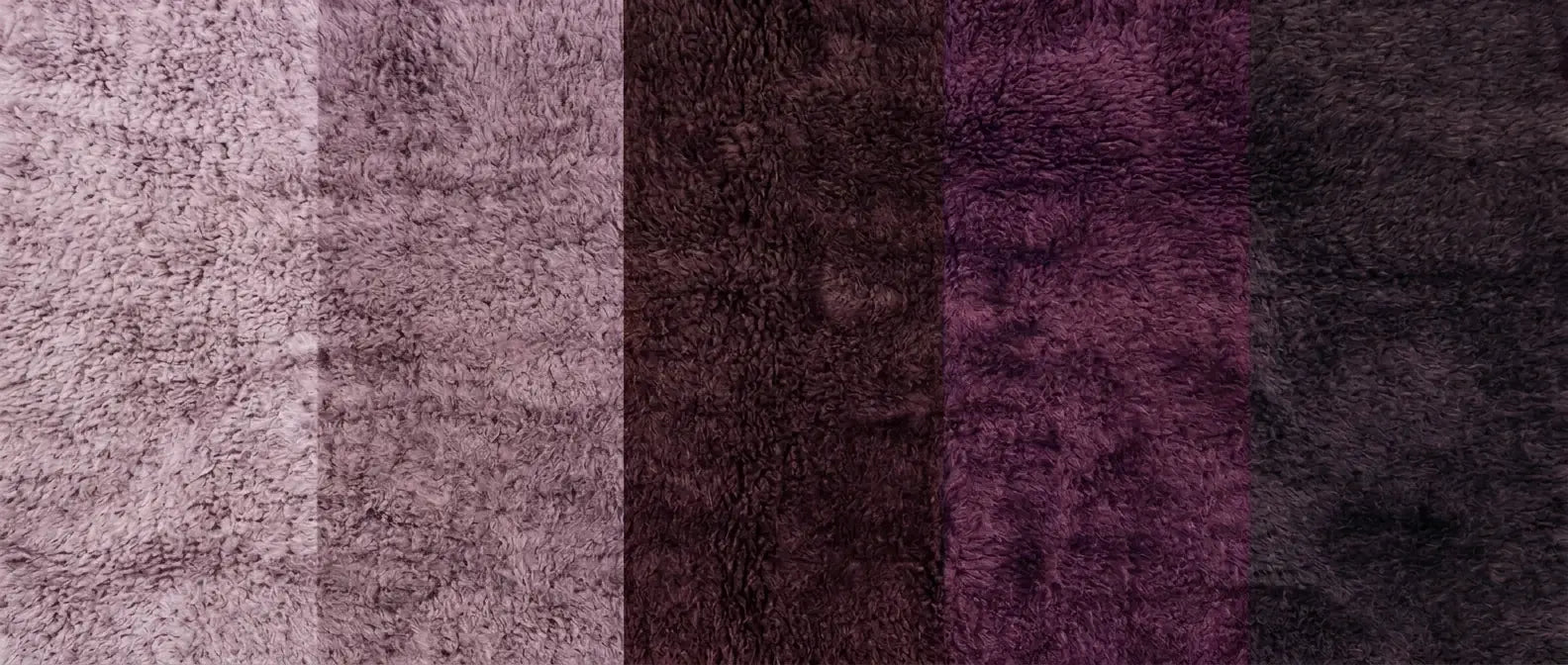 Handmade Moroccan wool rug in plum, violet, and lavender tones