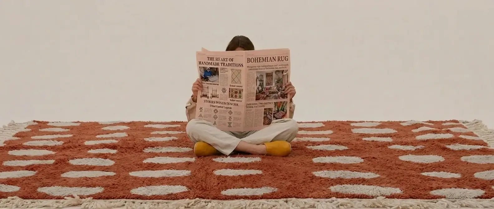 Handmade Moroccan wool rug with modern geometric design