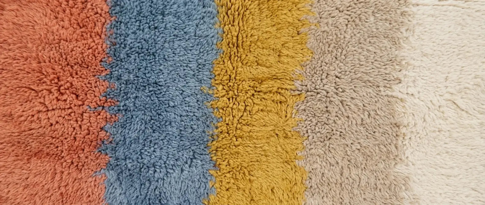 Handmade Moroccan wool rug with bold color block pattern