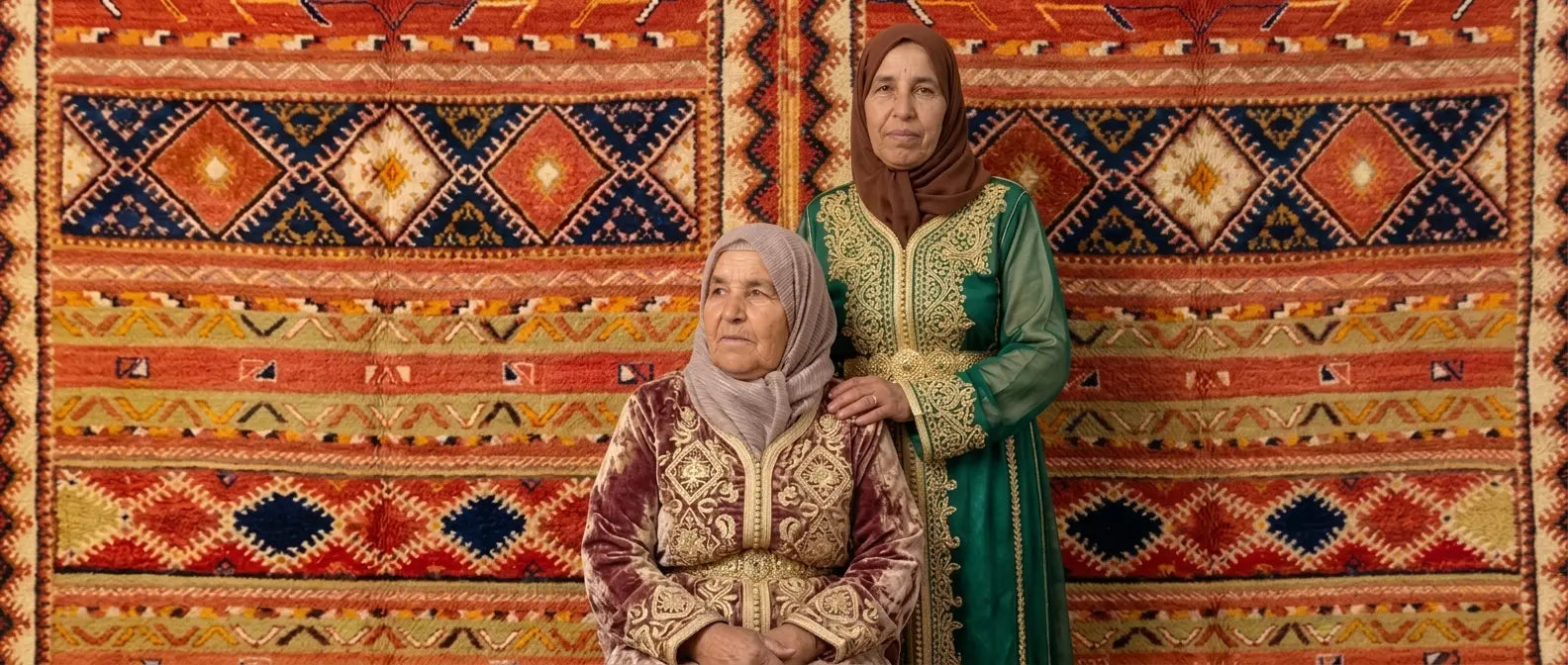 Handmade Zanafi & Taznakht Rug with bold geometric flatweave design
