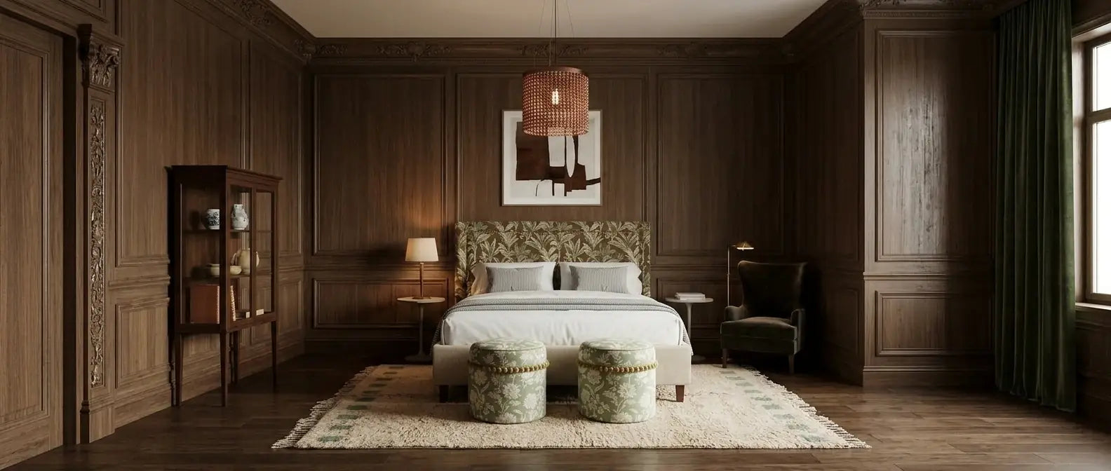 Soft handmade Moroccan wool rug styled in a bedroom