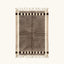 Abrid taupe Beni Ourain rug with checkered border motif, full view