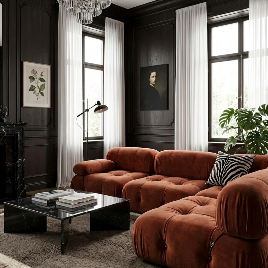Abrid taupe Beni Ourain rug in a contemporary interior