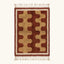 Full view of the Aderfi Beni Ourain rug with terracotta and camel abstract pattern and hand-tied fringe.