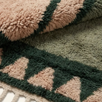 Agbalou olive Beni Ourain rug plush border detail