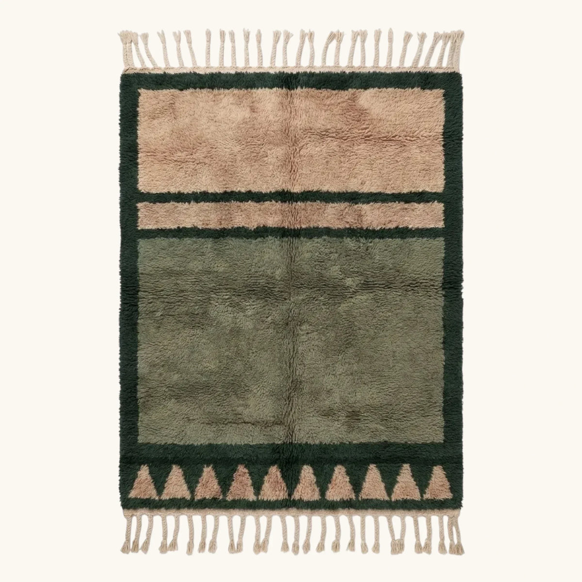 Agbalou olive Beni Ourain rug, full view