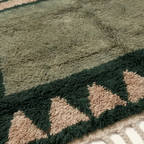 Agbalou olive Beni Ourain rug framed triangle motif detail
