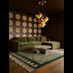 Agbalou olive Beni Ourain rug styled in a modern interior.