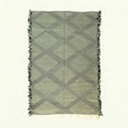 Gray Zanafi Kilim rug Aglou with diamond lattice, full rug view