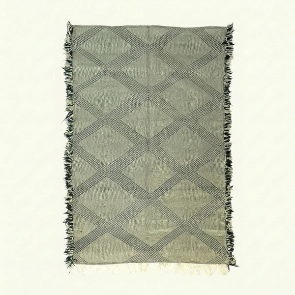 Gray Zanafi Kilim Rug – Diamond Lattice – Aglou