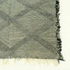 Gray Zanafi Kilim rug Aglou with diamond lattice, weave and border detail