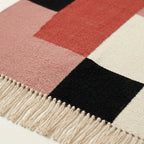 Rose Zanafi Kilim rug Ait Baha, color block and fringe detail