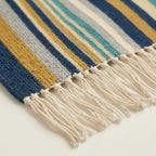 Navy Zanafi Kilim rug Ait Zineb, handwoven edge detail