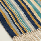 Navy Zanafi Kilim rug Ait Zineb, natural wool flat-weave detail