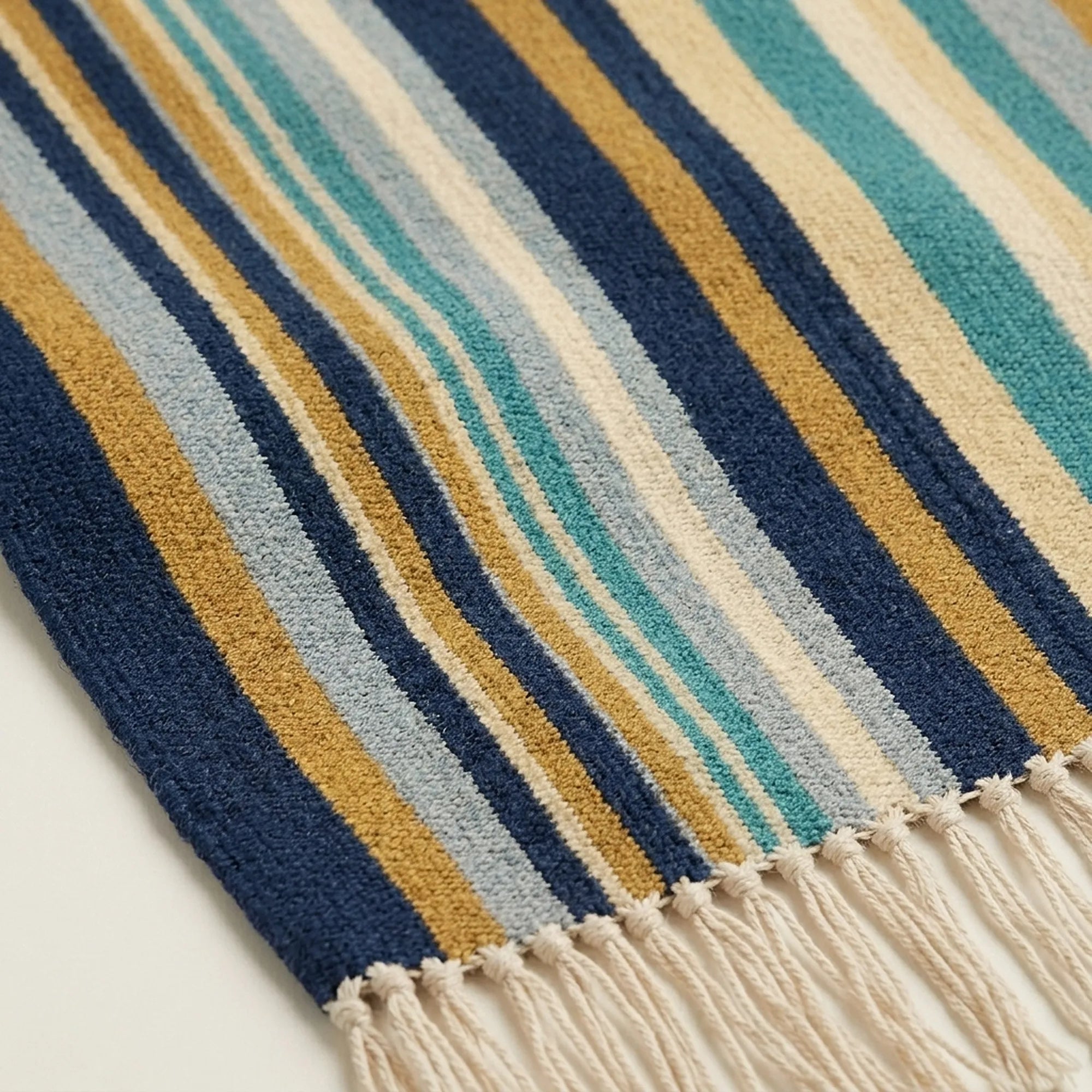 Navy Zanafi Kilim rug Ait Zineb, natural wool flat-weave detail