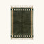 Akal olive Beni Ourain rug with checkered border motif, full view
