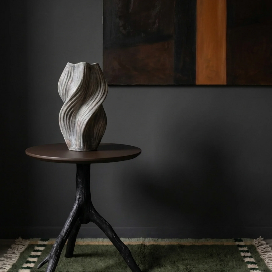 Akal olive Beni Ourain rug in a luxurious modern living room