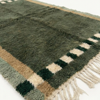 Akal olive Beni Ourain rug wool softness detail