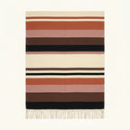 Rust Zanafi Kilim rug Akka with rose brown ivory and black bands, full rug view