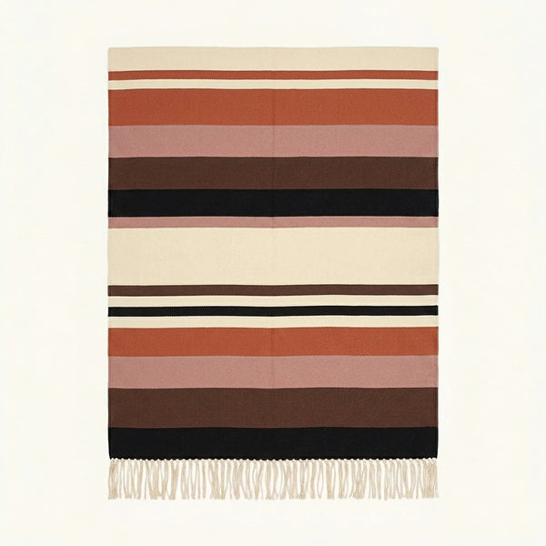 Tapis Kilim Zanafi Rouille – Larges bandes – Akka