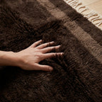 Amalu charcoal Beni Ourain rug plush wool softness detail