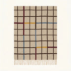 Beige Zanafi rug Amerzgane with multicolor grid, full rug view