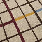 Beige Zanafi rug Amerzgane burgundy, blue and gold grid detail