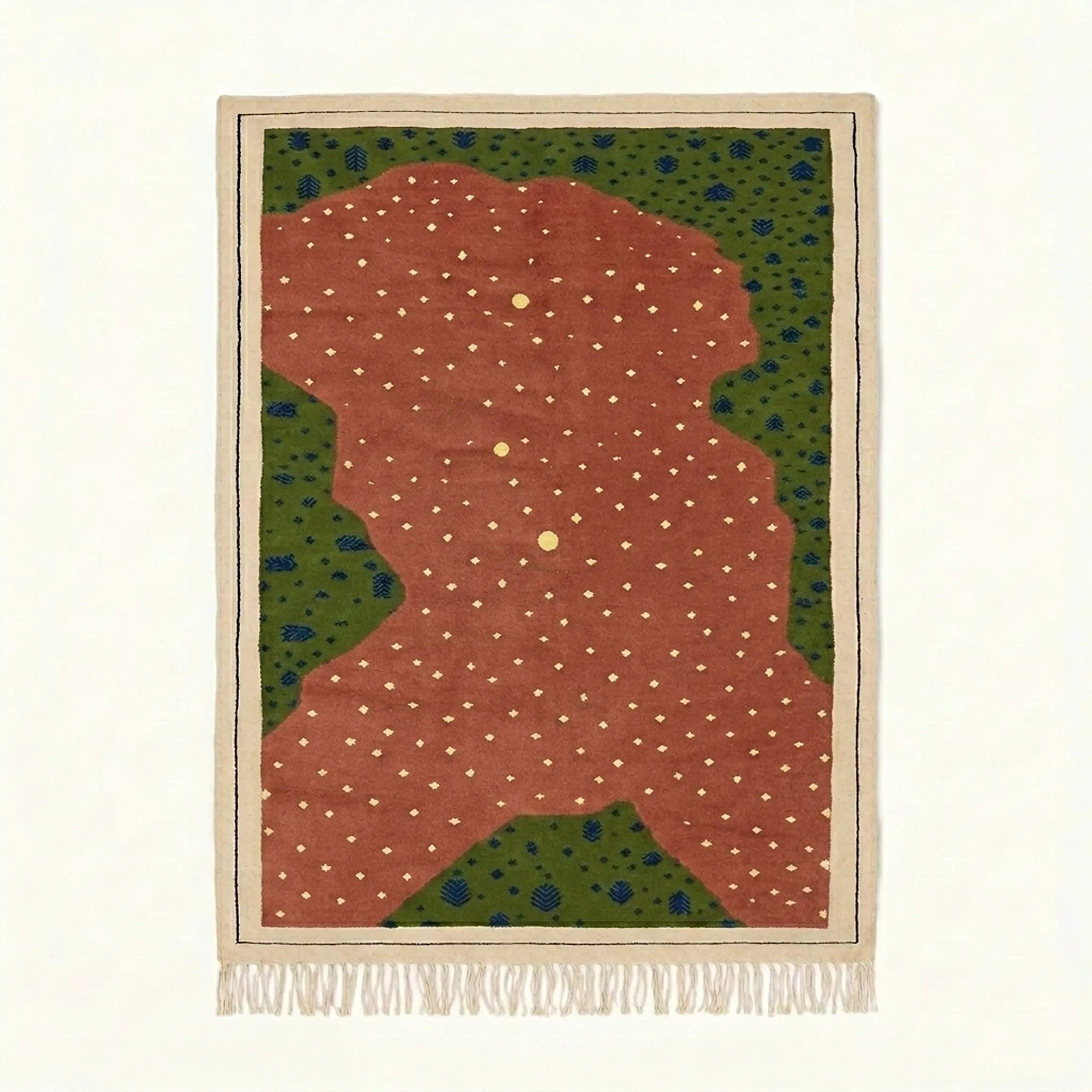 Blush Zanafi rug Amezmiz with dotted organic field, full rug view