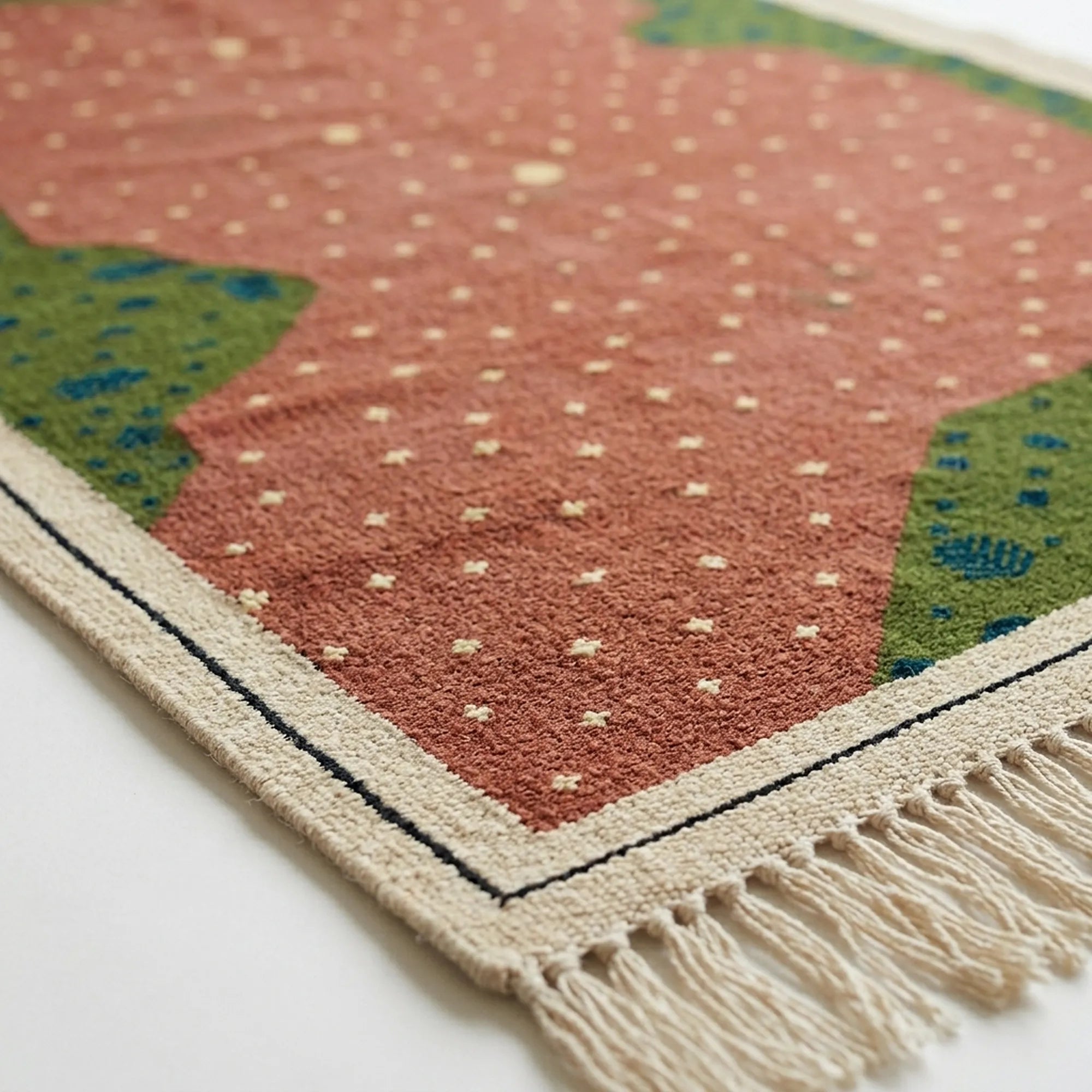 Blush Zanafi rug Amezmiz organic field and flat weave detail
