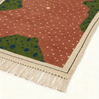 Blush Zanafi rug Amezmiz border, patterned corner and fringe detail
