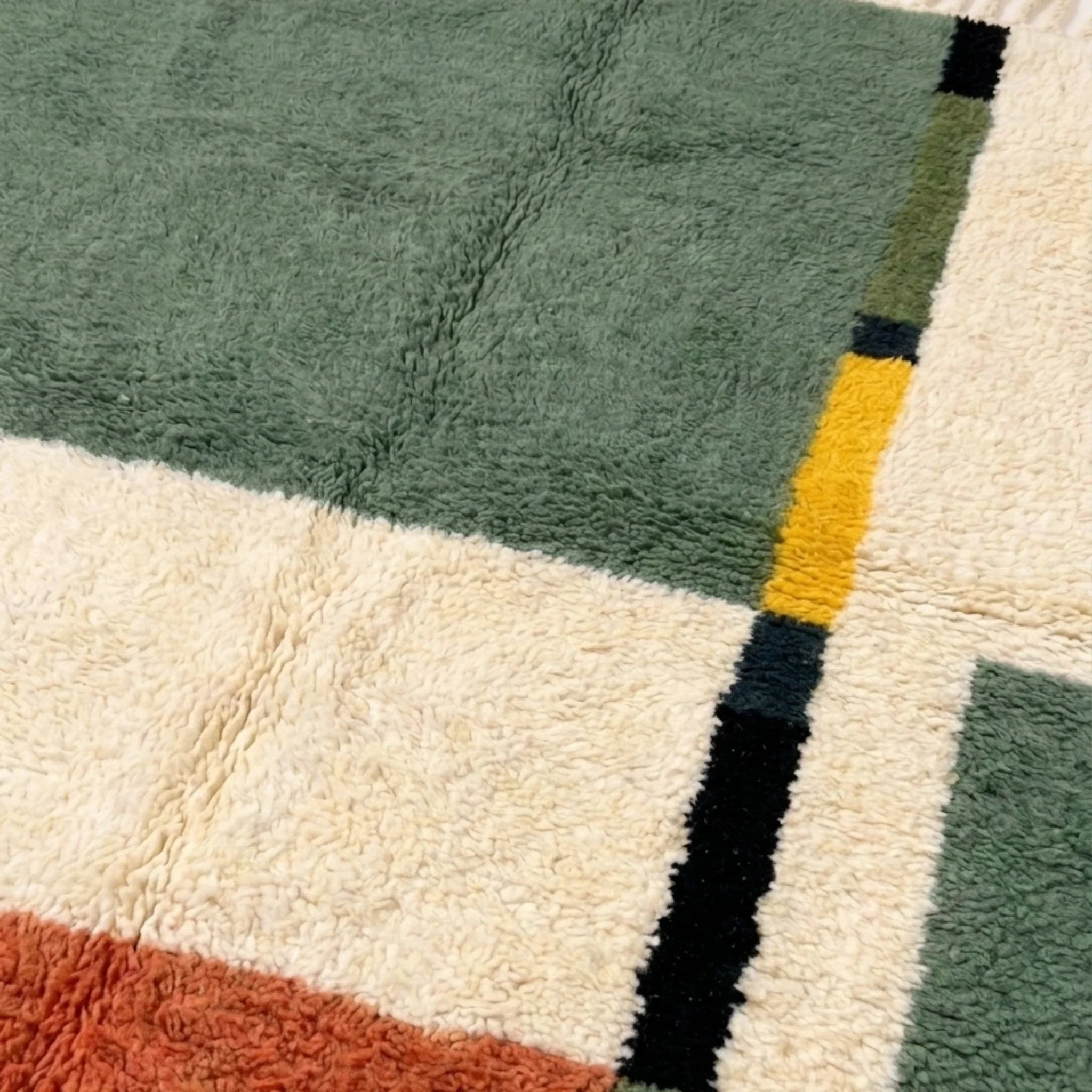 Anir green Beni Ourain rug in a modern interior