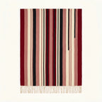 Burgundy Zanafi Kilim rug Aoulouz with offset black and rose stripes, full rug view